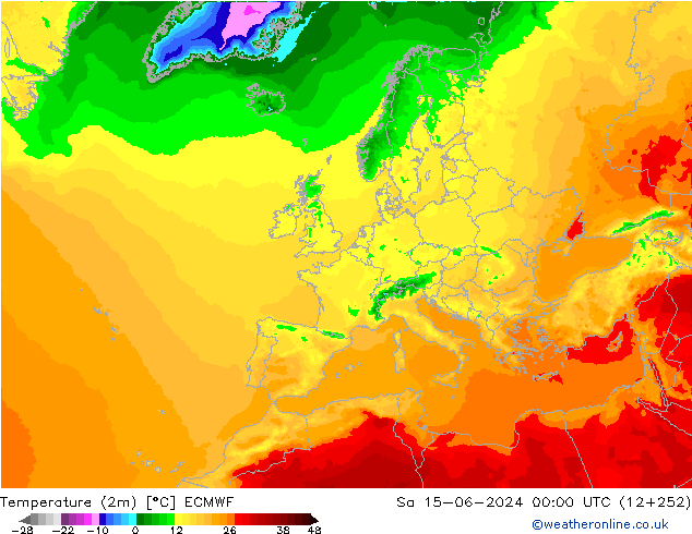 Temperatura (2m) ECMWF sáb 15.06.2024 00 UTC