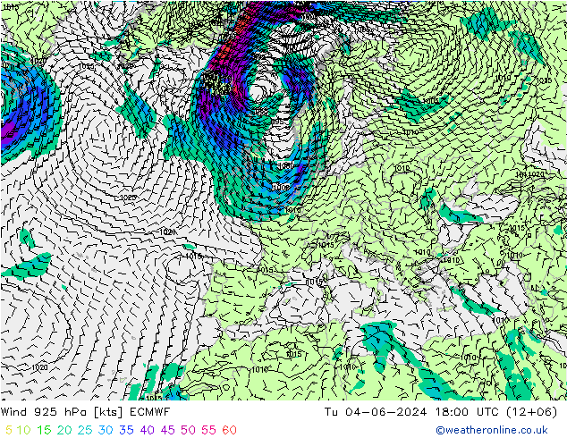 Wind 925 hPa ECMWF Tu 04.06.2024 18 UTC