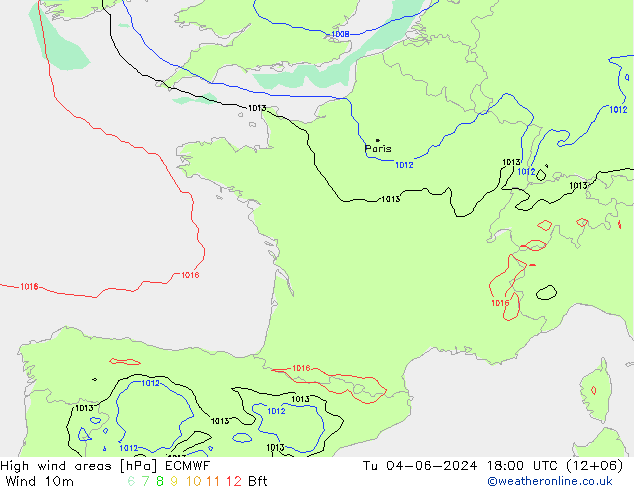 Izotacha ECMWF wto. 04.06.2024 18 UTC