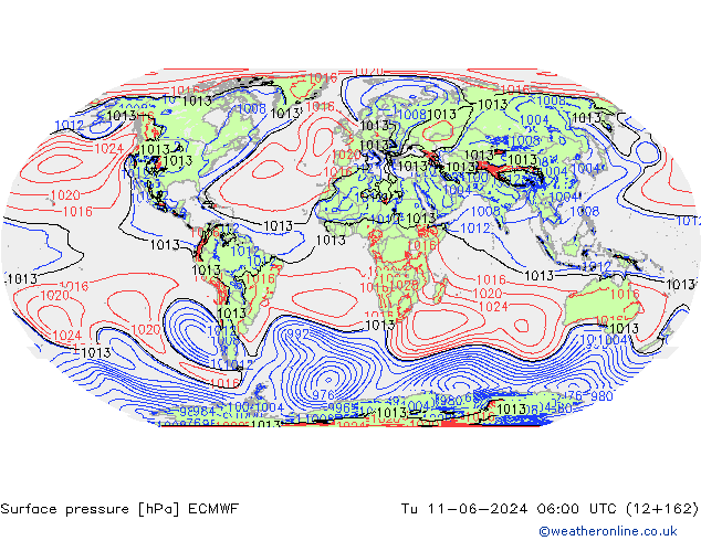 Luchtdruk (Grond) ECMWF di 11.06.2024 06 UTC