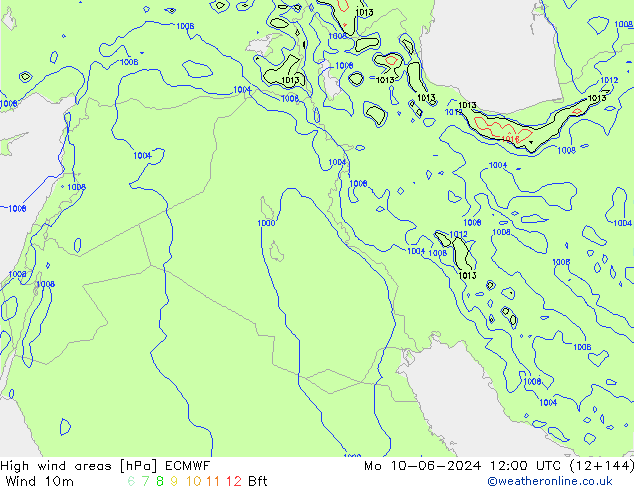 yüksek rüzgarlı alanlar ECMWF Pzt 10.06.2024 12 UTC