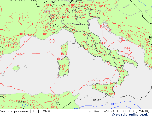 Surface pressure ECMWF Tu 04.06.2024 18 UTC