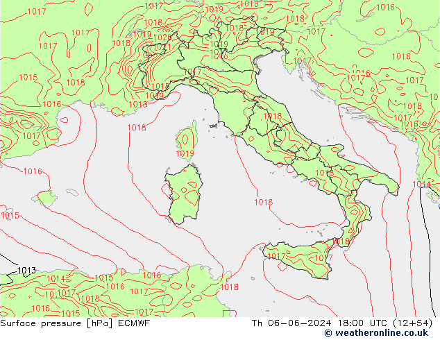 Surface pressure ECMWF Th 06.06.2024 18 UTC