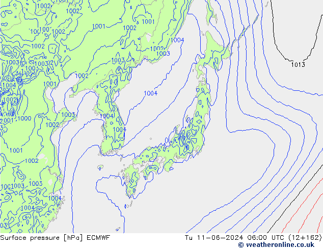 Presión superficial ECMWF mar 11.06.2024 06 UTC