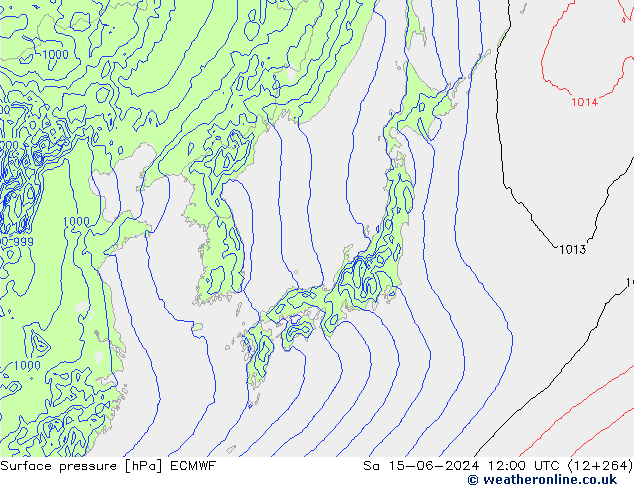 Luchtdruk (Grond) ECMWF za 15.06.2024 12 UTC