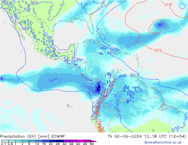 Precipitation (6h) ECMWF Th 06.06.2024 18 UTC