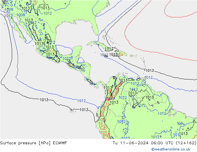 pressão do solo ECMWF Ter 11.06.2024 06 UTC