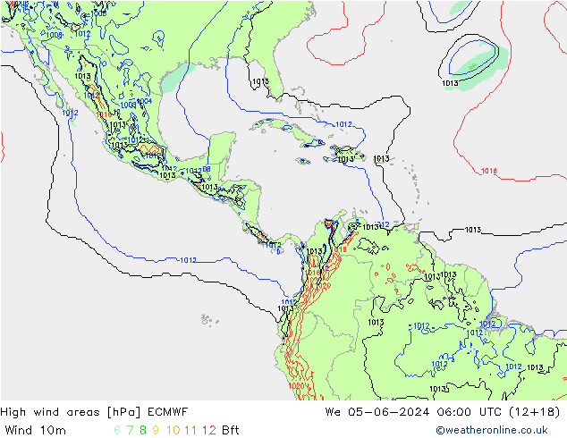 High wind areas ECMWF St 05.06.2024 06 UTC