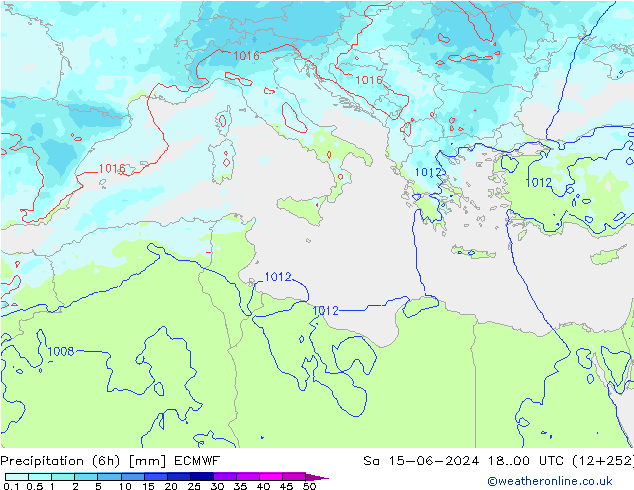 Yağış (6h) ECMWF Cts 15.06.2024 00 UTC