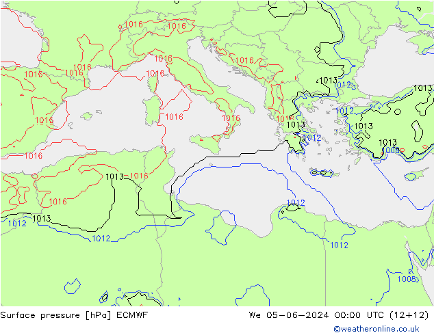 Surface pressure ECMWF We 05.06.2024 00 UTC