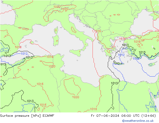 приземное давление ECMWF пт 07.06.2024 06 UTC