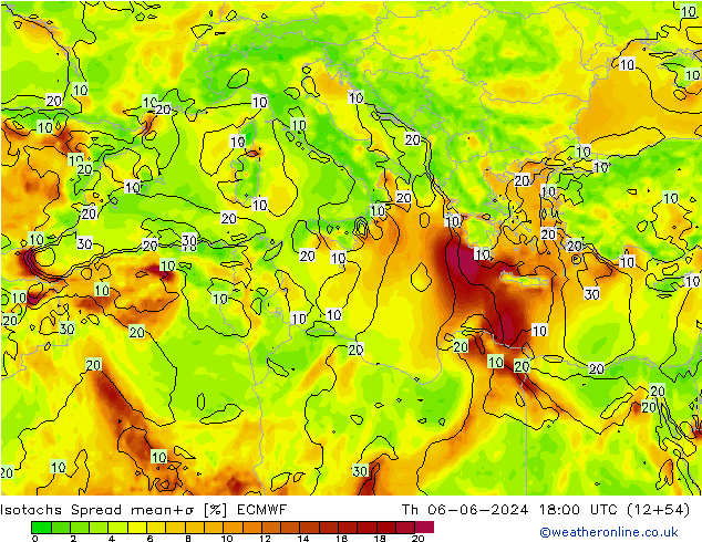 Isotachs Spread ECMWF Qui 06.06.2024 18 UTC