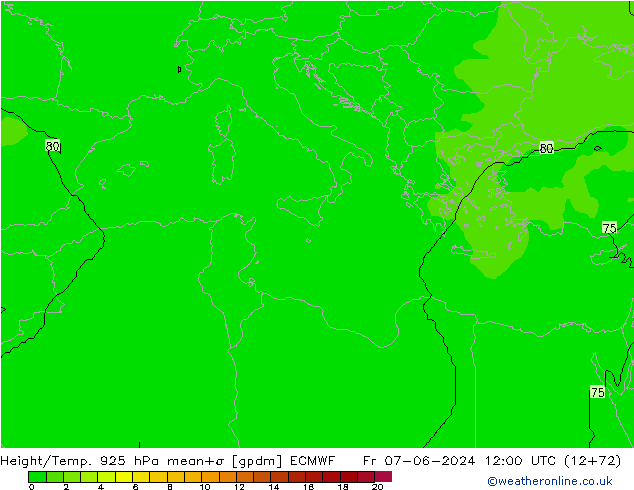 Height/Temp. 925 hPa ECMWF Fr 07.06.2024 12 UTC