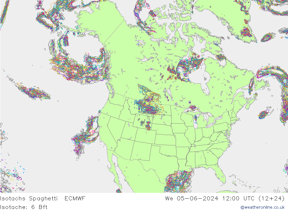 Isotachs Spaghetti ECMWF We 05.06.2024 12 UTC