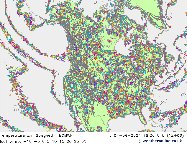 Temperaturkarte Spaghetti ECMWF Di 04.06.2024 18 UTC