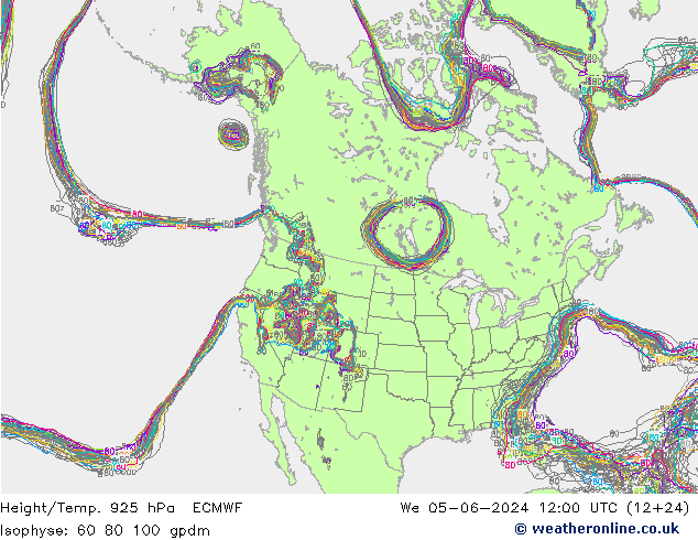 Height/Temp. 925 гПа ECMWF ср 05.06.2024 12 UTC