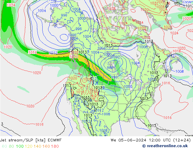 Polarjet/Bodendruck ECMWF Mi 05.06.2024 12 UTC