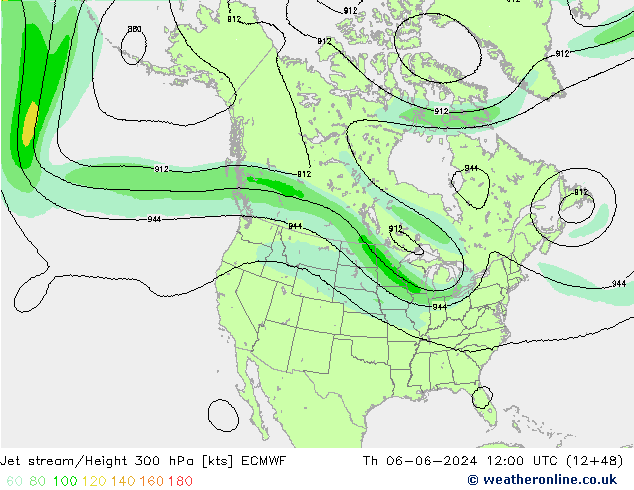 Corriente en chorro ECMWF jue 06.06.2024 12 UTC