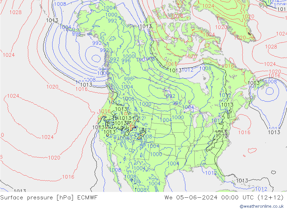 Atmosférický tlak ECMWF St 05.06.2024 00 UTC