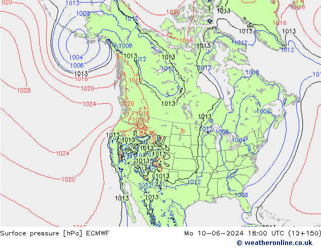 Pressione al suolo ECMWF lun 10.06.2024 18 UTC