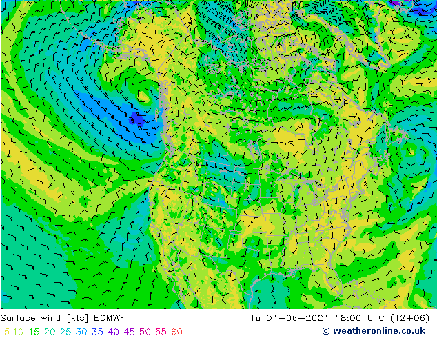 Bodenwind ECMWF Di 04.06.2024 18 UTC