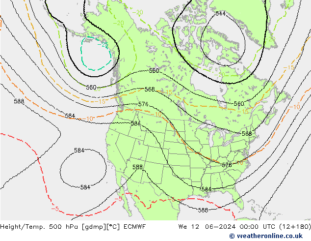 Height/Temp. 500 hPa ECMWF We 12.06.2024 00 UTC