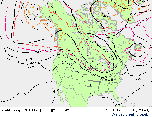 Height/Temp. 700 hPa ECMWF Do 06.06.2024 12 UTC