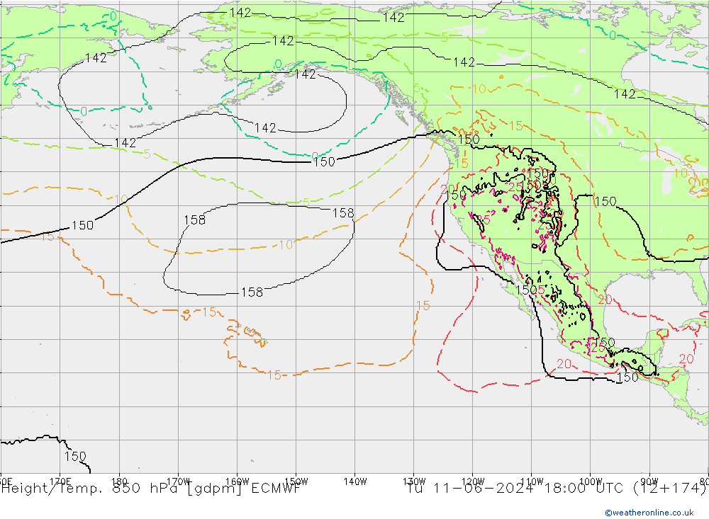 Hoogte/Temp. 850 hPa ECMWF di 11.06.2024 18 UTC