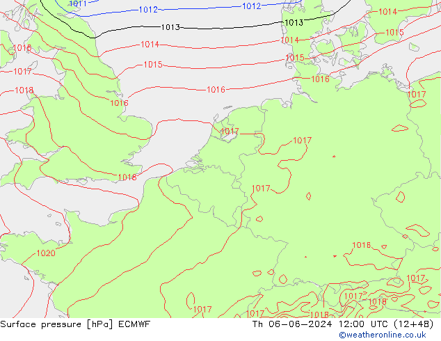 Pressione al suolo ECMWF gio 06.06.2024 12 UTC