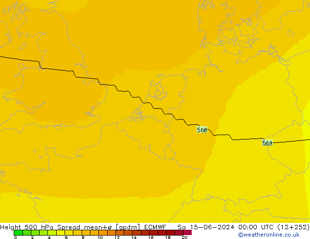 Height 500 hPa Spread ECMWF Sa 15.06.2024 00 UTC