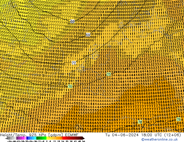 Height/Temp. 925 hPa ECMWF mar 04.06.2024 18 UTC