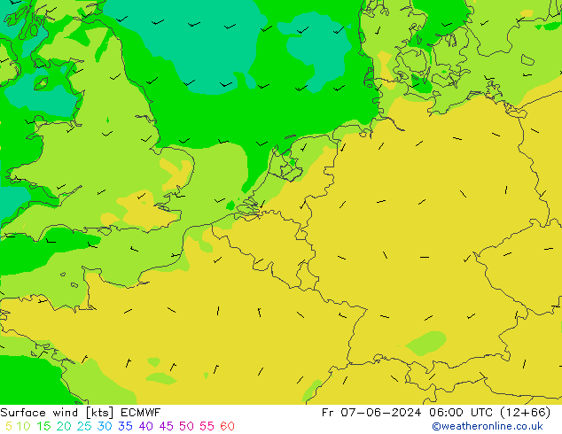 Vento 10 m ECMWF Sex 07.06.2024 06 UTC