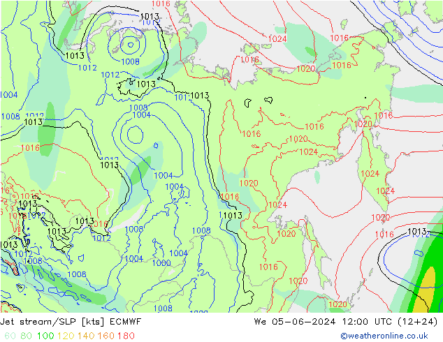 Corrente a getto ECMWF mer 05.06.2024 12 UTC