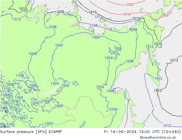 Luchtdruk (Grond) ECMWF vr 14.06.2024 12 UTC