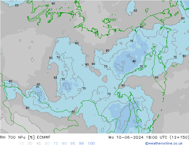 RH 700 hPa ECMWF  10.06.2024 18 UTC