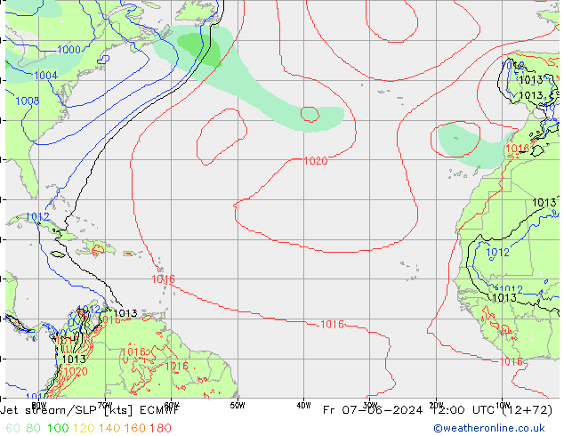 Jet stream/SLP ECMWF Pá 07.06.2024 12 UTC