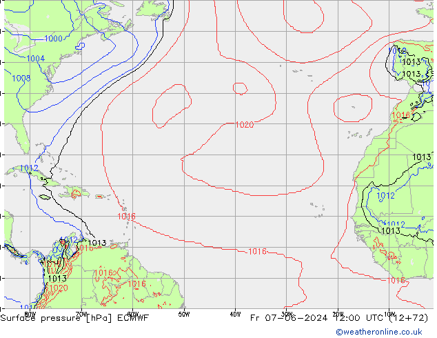 приземное давление ECMWF пт 07.06.2024 12 UTC