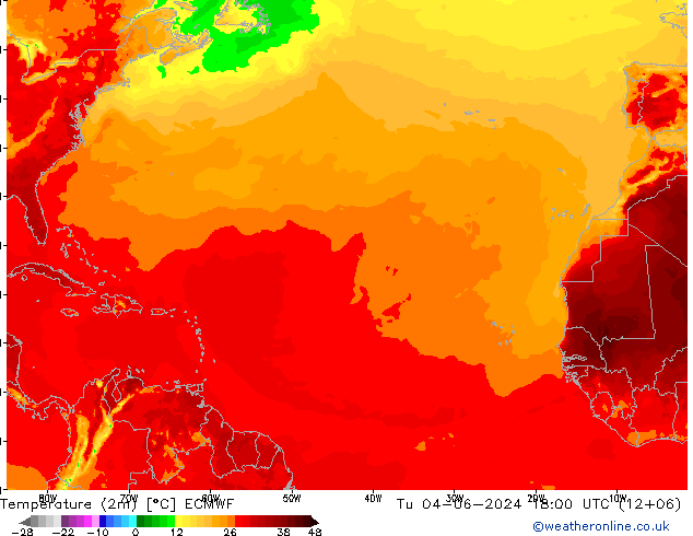 карта температуры ECMWF вт 04.06.2024 18 UTC