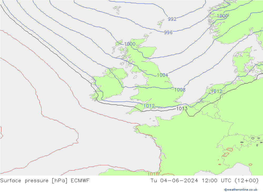 ciśnienie ECMWF wto. 04.06.2024 12 UTC