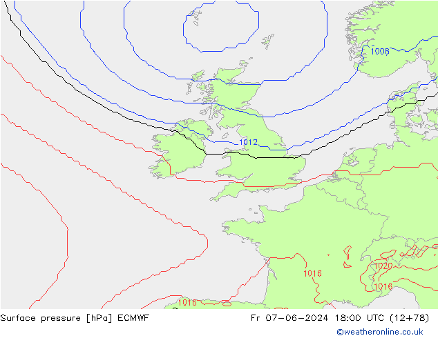 Surface pressure ECMWF Fr 07.06.2024 18 UTC