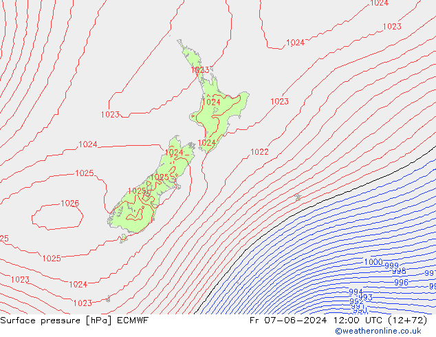 Pressione al suolo ECMWF ven 07.06.2024 12 UTC