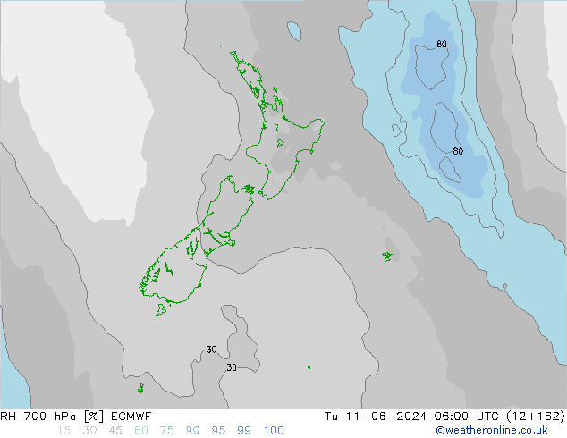 RH 700 hPa ECMWF  11.06.2024 06 UTC