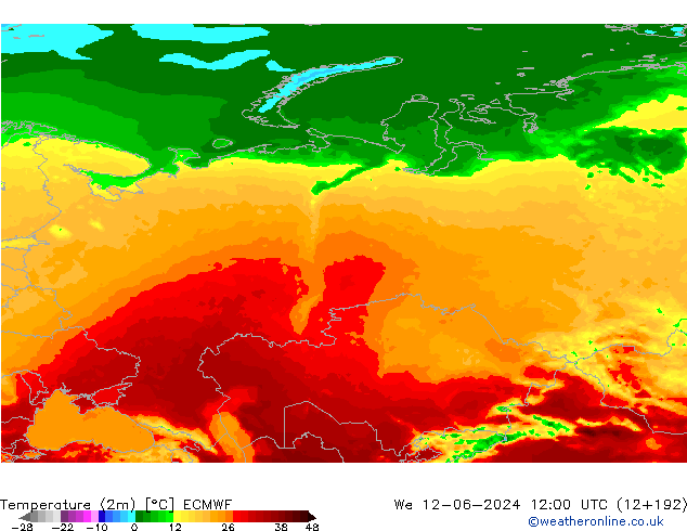 Sıcaklık Haritası (2m) ECMWF Çar 12.06.2024 12 UTC