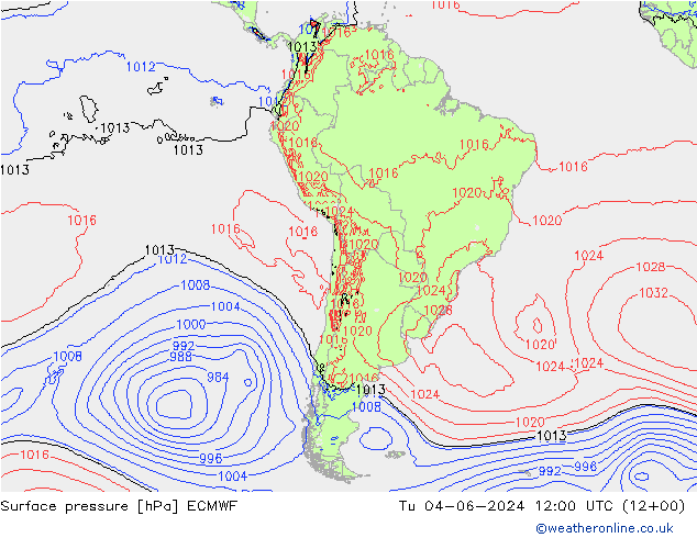 Yer basıncı ECMWF Sa 04.06.2024 12 UTC