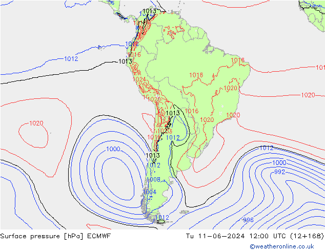ciśnienie ECMWF wto. 11.06.2024 12 UTC