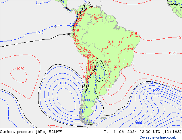 Yer basıncı ECMWF Sa 11.06.2024 12 UTC