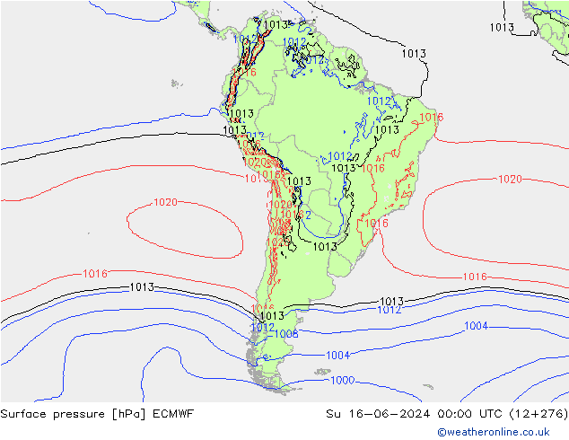 Surface pressure ECMWF Su 16.06.2024 00 UTC