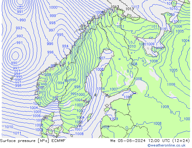 pressão do solo ECMWF Qua 05.06.2024 12 UTC