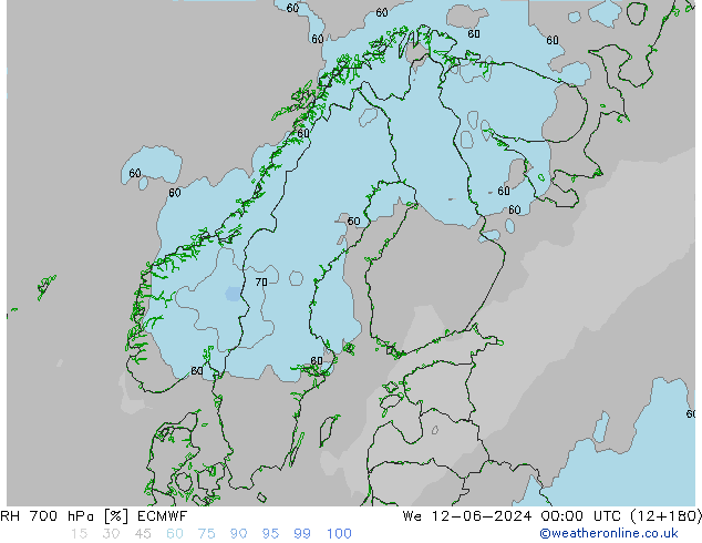 RH 700 hPa ECMWF We 12.06.2024 00 UTC