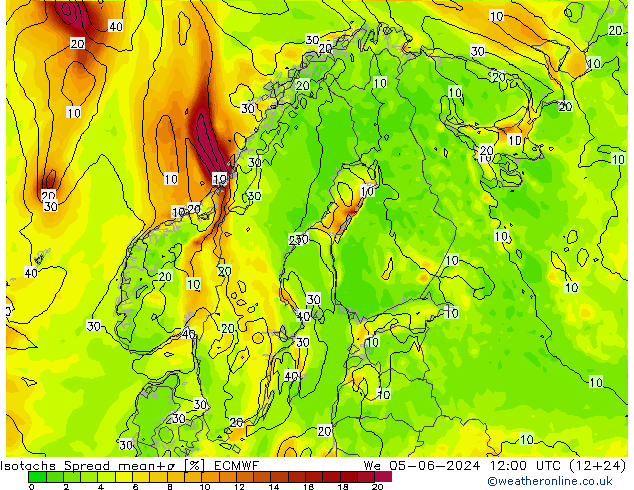 Isotachen Spread ECMWF Mi 05.06.2024 12 UTC